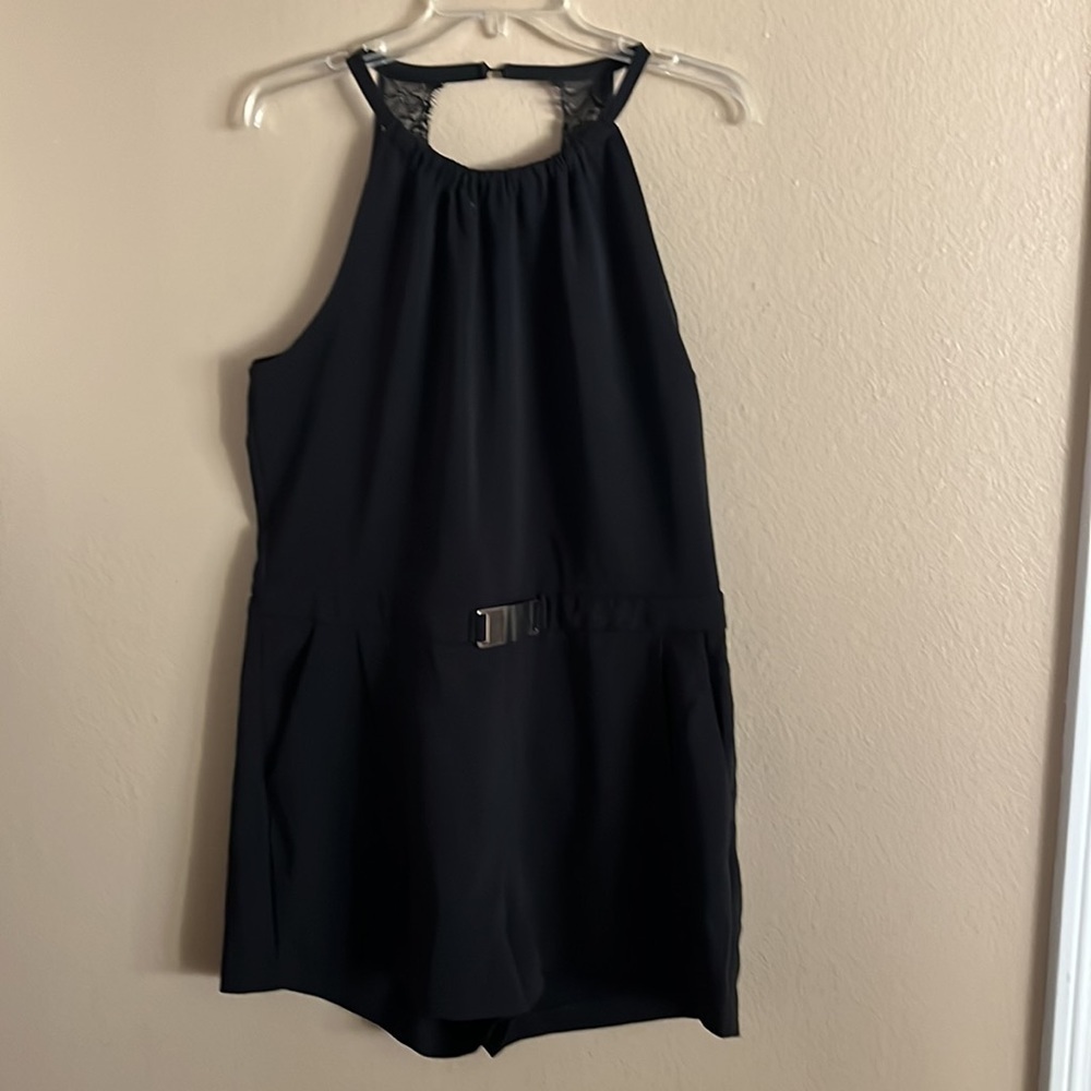 Black romper tank top with a lace back - Picture 2 of 6